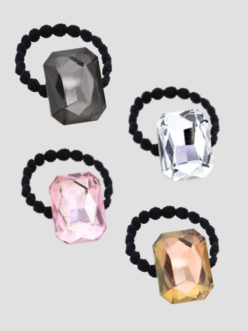 Crystal Square Accented Stretch Hairband (Various Colors - Select One)